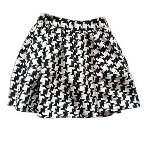 Express Flared Houndstooth Mini Bubble Skirt Black White 0 xs xxs